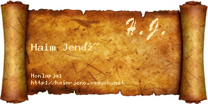 Haim Jenő névjegykártya